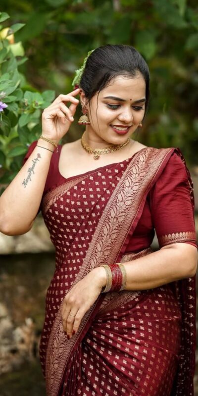 KPR 264 Maroon Soft Lichi Silk Saree with Lace Work & Lace Border. Introductory Price ₹1349. Delivery 4-6 Working Days. Shop now. | Creative Sarees, Bollywood Sarees, Designer Sarees, Embroidered Sarees, Ethnic Saree, Modern Digital sarees, Party Wear Sarees, Sarees