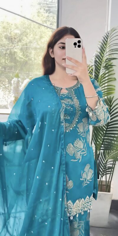 NSR 900 Sky Blue Faux Georgette Salwar Suit with Sequins Work & Embroidery Work. Now at just ₹2150. Delivery 4-6 Working Days. Shop now. | Casual Suits, Jump Suits, Creative suits, Designer Suits, Palazzo Suits, Party Wear Suits, Patiala Suits, Salwar suit
