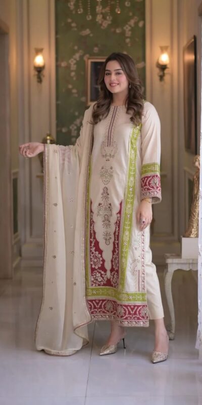 AD 238 Cream Roman Silk Salwar Suit Perfect for Wedding, Party, Lohri, Onam, Reception – . Grab it for ₹2399. Delivery 4-6 Working Days. Shop now. | Casual Suits, Jump Suits, Creative suits, Designer Suits, Palazzo Suits, Party Wear Suits, Patiala Suits, Salwar suit, Straight Suits