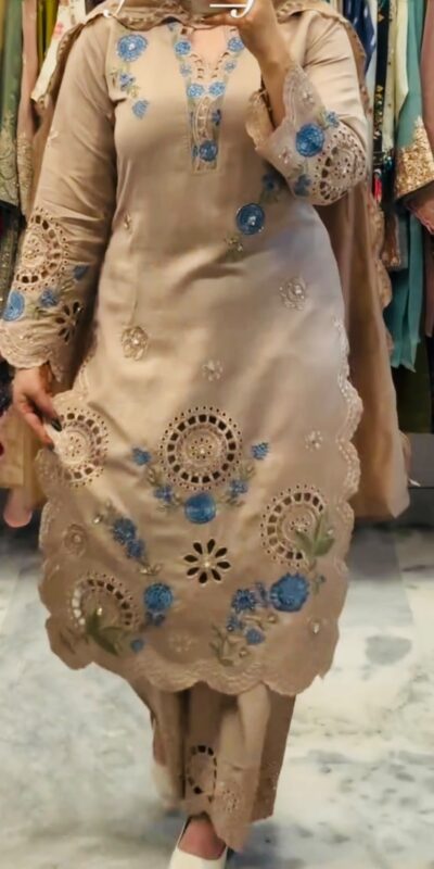 VLM 343 Chiku Roman Salwar Suit with Cut Work & Embroidery Work. Exclusive Offer ₹2449. Delivery 4-6 Working Days. Shop now. | Casual Suits, Jump Suits, Creative suits, Designer Suits, Palazzo Suits, Party Wear Suits, Patiala Suits, Salwar suit, Straight Suits