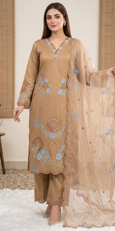 VLM 343 Chiku Roman Salwar Suit with Cut Work & Embroidery Work. Exclusive Offer ₹2449. Delivery 4-6 Working Days. Shop now. | Casual Suits, Jump Suits, Creative suits, Designer Suits, Palazzo Suits, Party Wear Suits, Patiala Suits, Salwar suit, Straight Suits