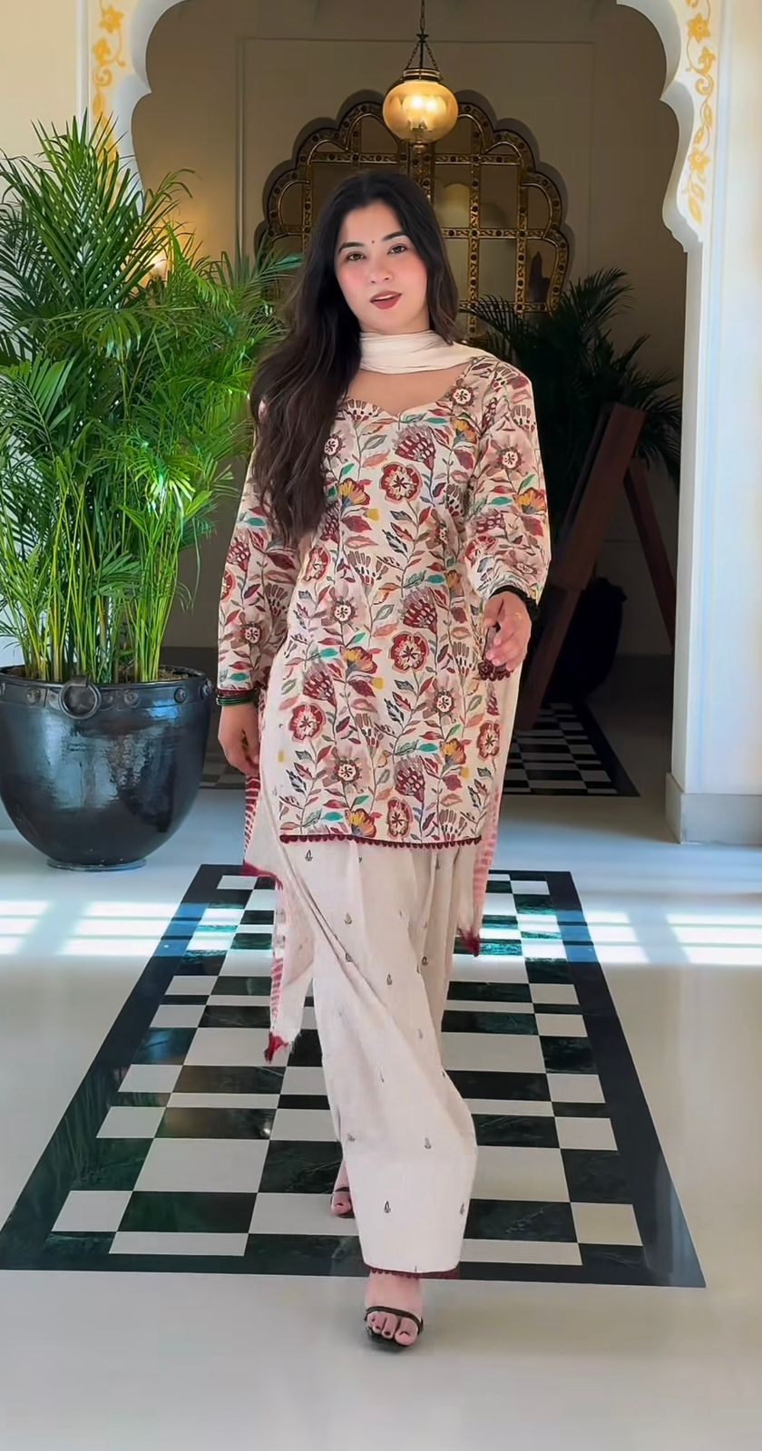 MF 532 Cream Color Cream Cambric Cotton Salwar Suit with Digital Print. Get it for ₹1999. Delivery 4-6 Working Days. Shop now. | Casual Suits, Jump Suits, Creative suits, Designer Suits, Palazzo Suits, Party Wear Suits, Patiala Suits, Salwar suit, Straight Suits