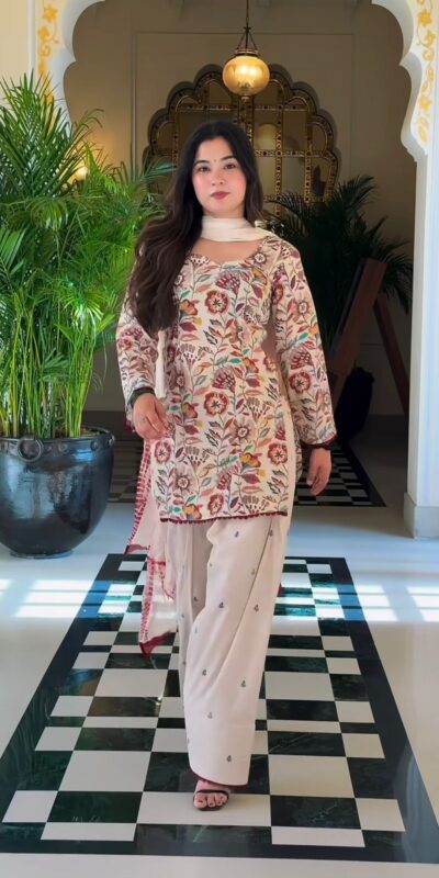 MF 532 Cream Color Cream Cambric Cotton Salwar Suit with Digital Print. Get it for ₹1999. Delivery 4-6 Working Days. Shop now. | Casual Suits, Jump Suits, Creative suits, Designer Suits, Palazzo Suits, Party Wear Suits, Patiala Suits, Salwar suit, Straight Suits
