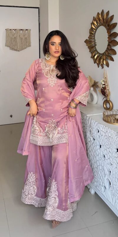 DB 43 Pink Fendy Silk Salwar Suit with Mirror Work & Embroidery Work. Best Price ₹20149. Delivery 4-6 Working Days. Shop now. | Casual Suits, Jump Suits, Creative suits, Designer Suits, Palazzo Suits, Party Wear Suits, Patiala Suits, Salwar suit, Straight Suits