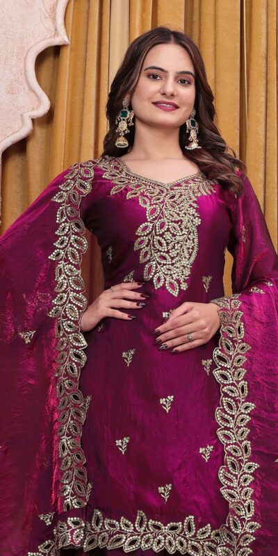 FE 141 Wine Fendy Silk Salwar Suit with Mirror Work & Embroidery Work. Best Price ₹2449. Delivery 4-6 Working Days. Shop now. | Casual Suits, Jump Suits, Creative suits, Designer Suits, Palazzo Suits, Party Wear Suits, Patiala Suits, Salwar suit, Straight Suits