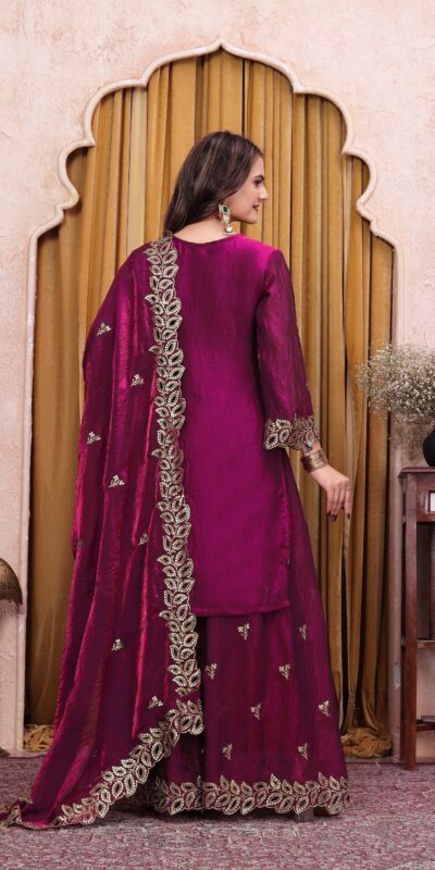 FE 141 Wine Fendy Silk Salwar Suit with Mirror Work & Embroidery Work. Best Price ₹2449. Delivery 4-6 Working Days. Shop now. | Casual Suits, Jump Suits, Creative suits, Designer Suits, Palazzo Suits, Party Wear Suits, Patiala Suits, Salwar suit, Straight Suits