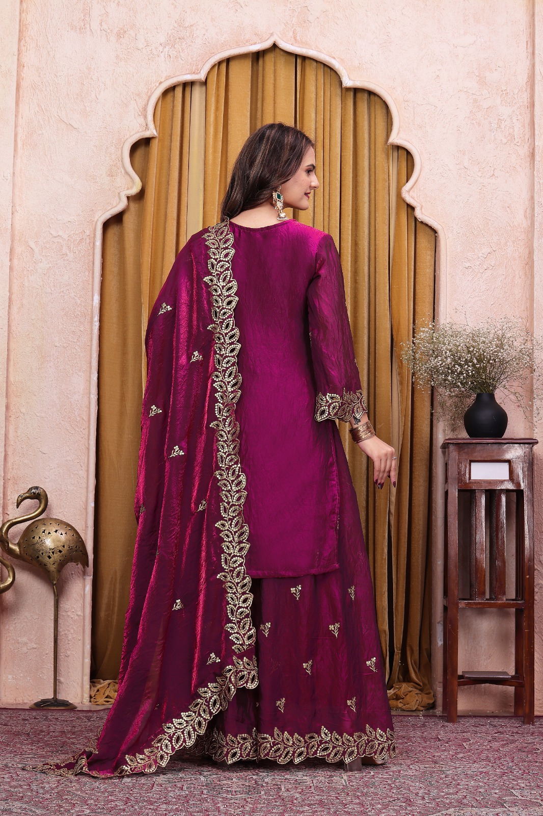 FE 141 Wine Fendy Silk Salwar Suit with Mirror Work & Embroidery Work. Best Price ₹2449. Delivery 4-6 Working Days. Shop now. | Casual Suits, Jump Suits, Creative suits, Designer Suits, Palazzo Suits, Party Wear Suits, Patiala Suits, Salwar suit, Straight Suits