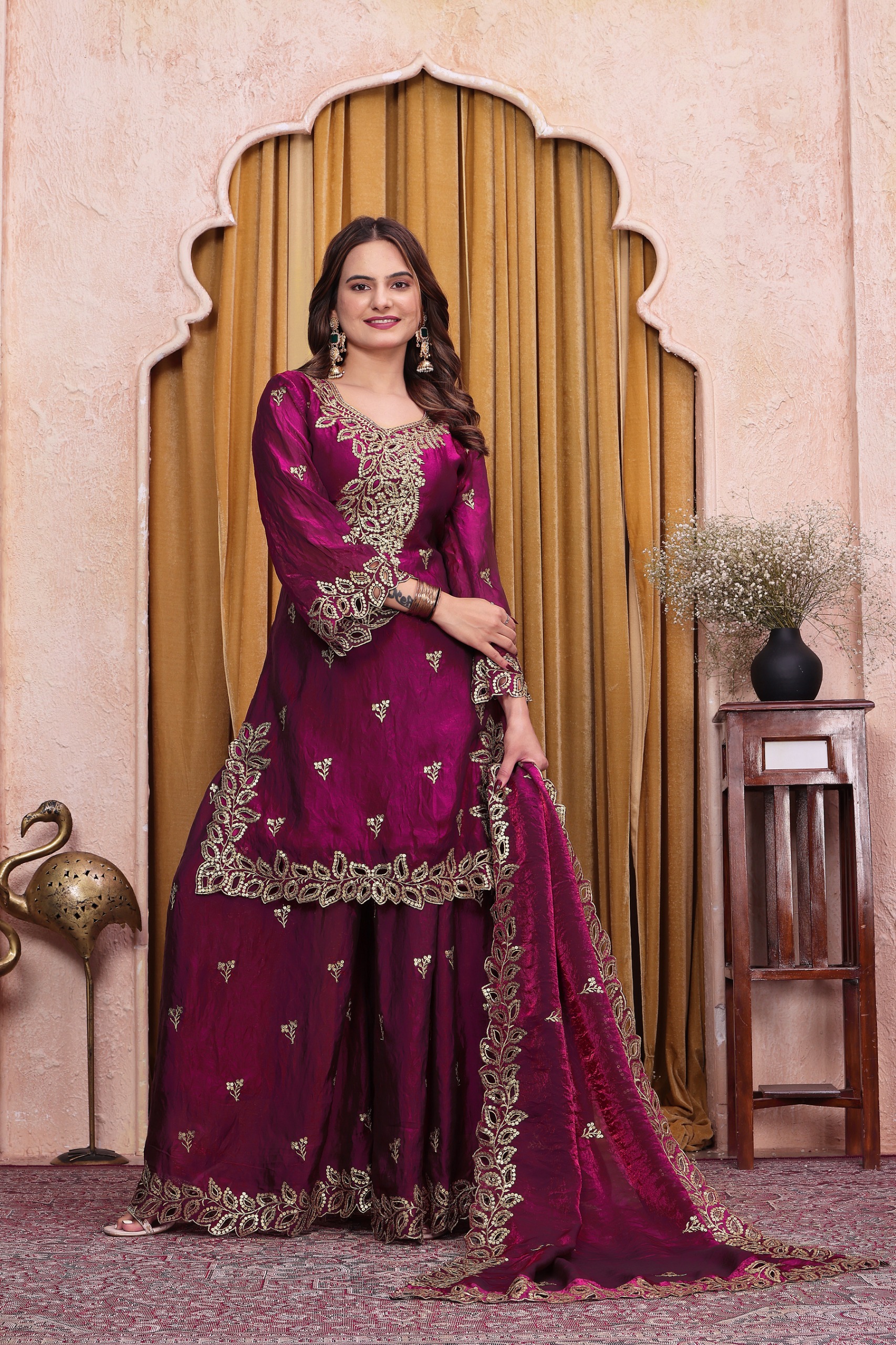 FE 141 Wine Fendy Silk Salwar Suit with Mirror Work & Embroidery Work. Best Price ₹2449. Delivery 4-6 Working Days. Shop now. | Casual Suits, Jump Suits, Creative suits, Designer Suits, Palazzo Suits, Party Wear Suits, Patiala Suits, Salwar suit, Straight Suits