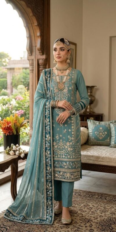 ZSR 3175 Blue Fox Georgette Salwar Suit with Embroidery Work & Sequins Work. Grab it for ₹2399. Delivery 4-6 Working Days. Shop now. | Casual Suits, Jump Suits, Creative suits, Designer Suits, Palazzo Suits, Party Wear Suits, Patiala Suits, Salwar suit, Straight Suits