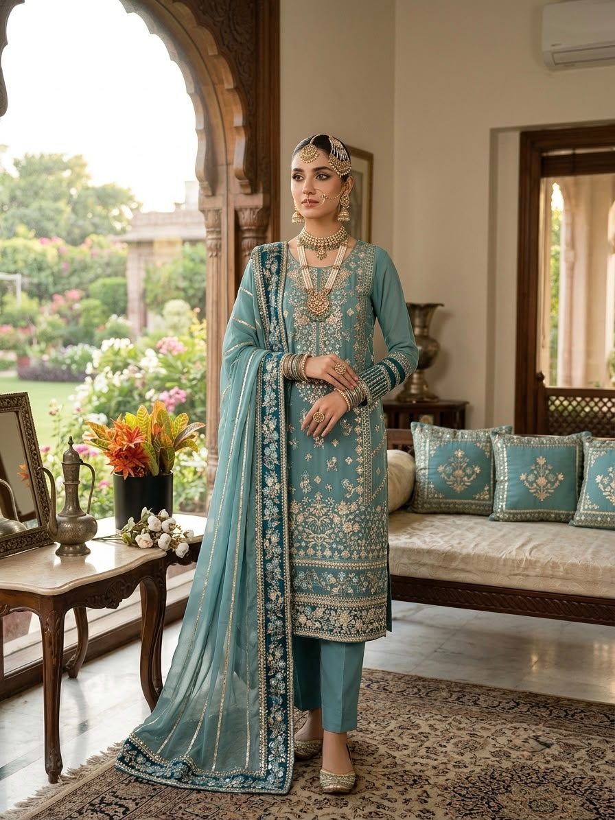 ZSR 3175 Blue Fox Georgette Salwar Suit with Embroidery Work & Sequins Work. Grab it for ₹2399. Delivery 4-6 Working Days. Shop now. | Casual Suits, Jump Suits, Creative suits, Designer Suits, Palazzo Suits, Party Wear Suits, Patiala Suits, Salwar suit, Straight Suits