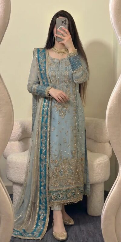 ZSR 3175 Blue Fox Georgette Salwar Suit with Embroidery Work & Sequins Work. Grab it for ₹2399. Delivery 4-6 Working Days. Shop now. | Casual Suits, Jump Suits, Creative suits, Designer Suits, Palazzo Suits, Party Wear Suits, Patiala Suits, Salwar suit, Straight Suits