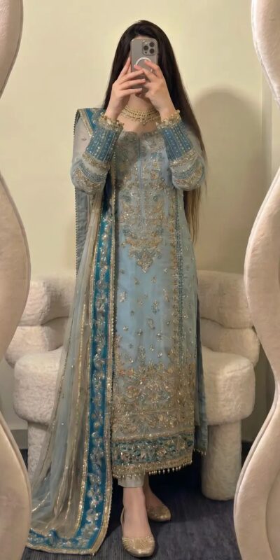 ZSR 3175 Blue Fox Georgette Salwar Suit with Embroidery Work & Sequins Work. Grab it for ₹2399. Delivery 4-6 Working Days. Shop now. | Casual Suits, Jump Suits, Creative suits, Designer Suits, Palazzo Suits, Party Wear Suits, Patiala Suits, Salwar suit, Straight Suits