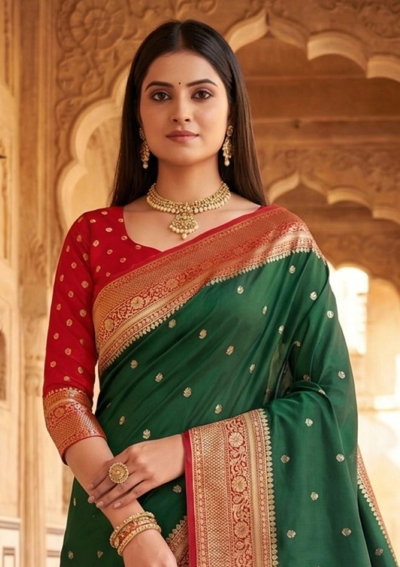 MB 6079 Green Soft Banarasi Silk Saree with Zari Work & Moti Work. Introductory Price ₹1949. Delivery 4-6 Working Days. Shop now. | Creative Sarees, Bollywood Sarees, Designer Sarees, Embroidered Sarees, Ethnic Saree, Modern Digital sarees, Party Wear Sarees, Sarees
