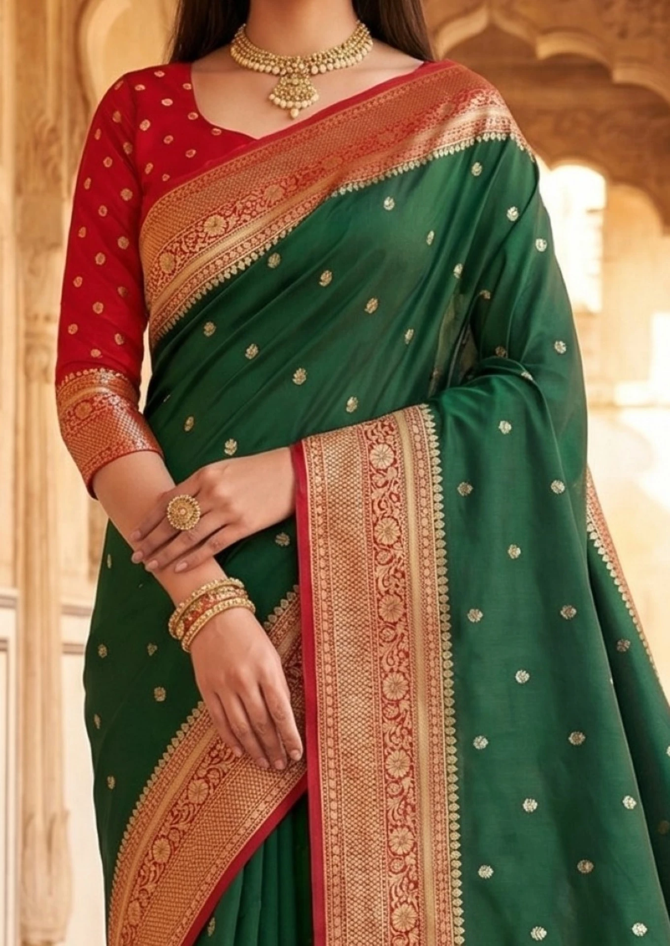 MB 6079 Green Soft Banarasi Silk Saree with Zari Work & Moti Work. Introductory Price ₹1949. Delivery 4-6 Working Days. Shop now. | Creative Sarees, Bollywood Sarees, Designer Sarees, Embroidered Sarees, Ethnic Saree, Modern Digital sarees, Party Wear Sarees, Sarees