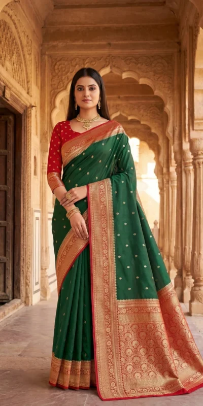 MB 6079 Green Soft Banarasi Silk Saree with Zari Work & Moti Work. Introductory Price ₹1949. Delivery 4-6 Working Days. Shop now. | Creative Sarees, Bollywood Sarees, Designer Sarees, Embroidered Sarees, Ethnic Saree, Modern Digital sarees, Party Wear Sarees, Sarees