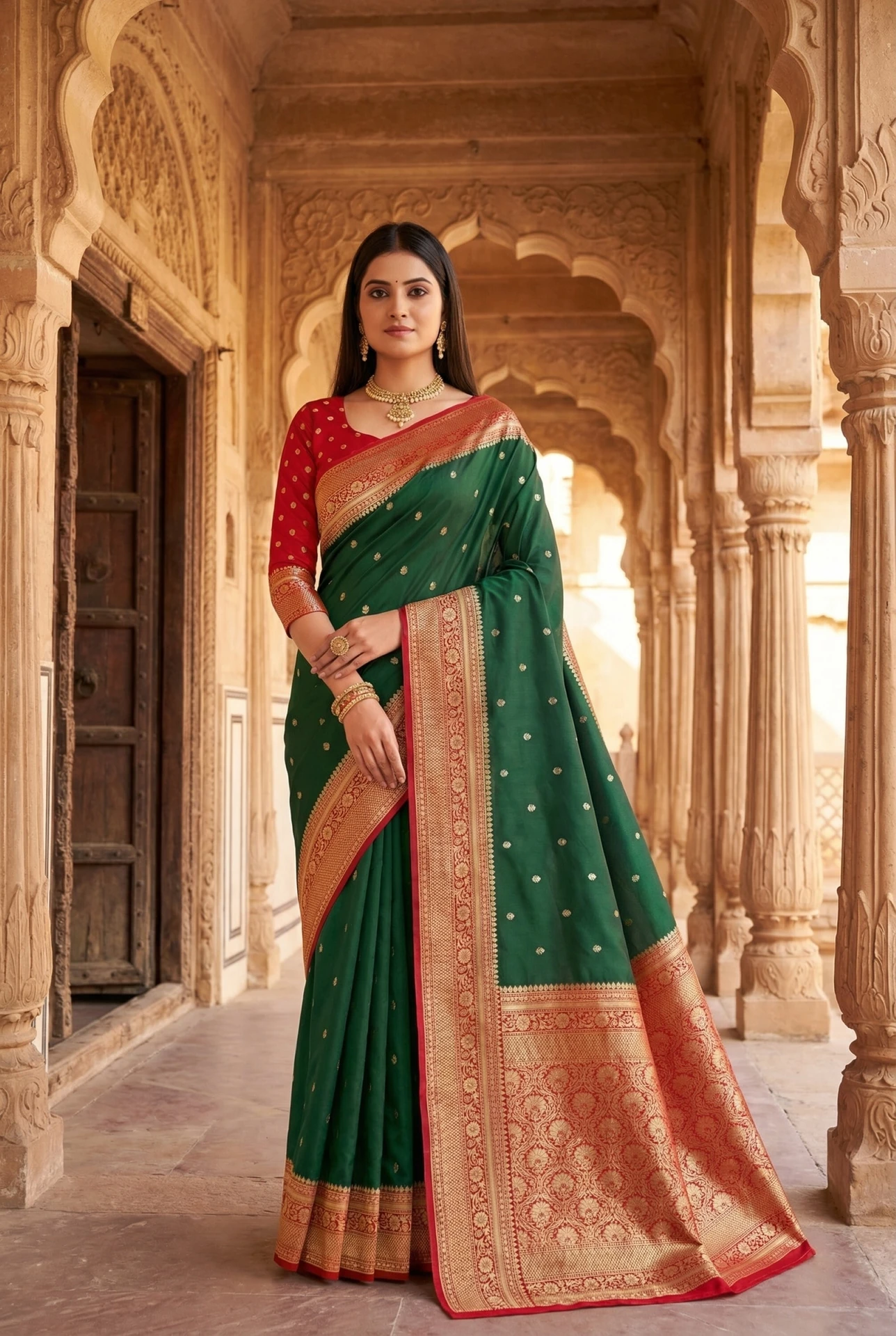 MB 6079 Green Soft Banarasi Silk Saree with Zari Work & Moti Work. Introductory Price ₹1949. Delivery 4-6 Working Days. Shop now. | Creative Sarees, Bollywood Sarees, Designer Sarees, Embroidered Sarees, Ethnic Saree, Modern Digital sarees, Party Wear Sarees, Sarees