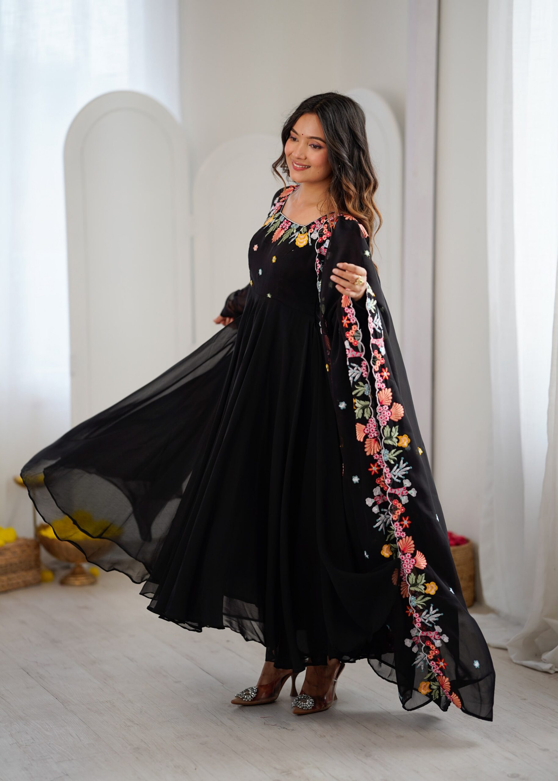 NSR 901 Black Faux Georgette Salwar Suit with Lace Work & Embroidery Work. Introductory Price ₹2099. Delivery 4-6 Working Days. Shop now. | Casual Suits, Jump Suits, Creative suits, Designer Suits, Palazzo Suits, Party Wear Suits, Patiala Suits, Salwar suit, Straight Suits