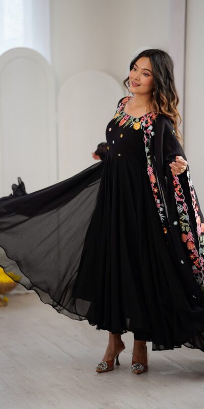 NSR 901 Black Faux Georgette Salwar Suit with Lace Work & Embroidery Work. Introductory Price ₹2099. Delivery 4-6 Working Days. Shop now. | Casual Suits, Jump Suits, Creative suits, Designer Suits, Palazzo Suits, Party Wear Suits, Patiala Suits, Salwar suit, Straight Suits