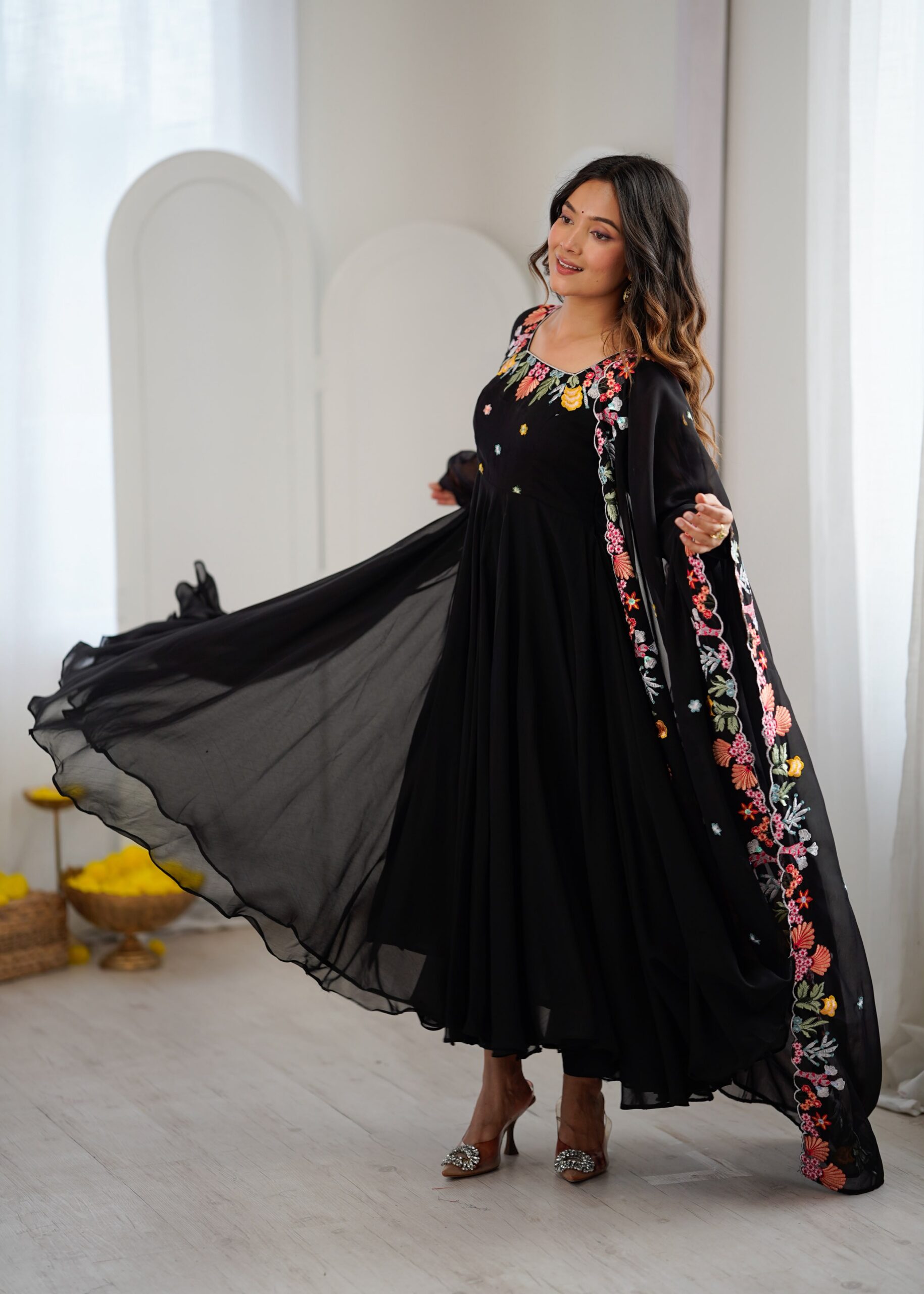 NSR 901 Black Faux Georgette Salwar Suit with Lace Work & Embroidery Work. Introductory Price ₹2099. Delivery 4-6 Working Days. Shop now. | Casual Suits, Jump Suits, Creative suits, Designer Suits, Palazzo Suits, Party Wear Suits, Patiala Suits, Salwar suit, Straight Suits