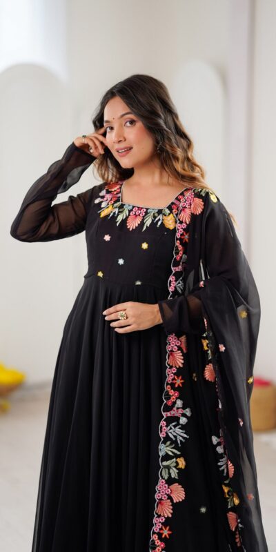 NSR 901 Black Faux Georgette Salwar Suit with Lace Work & Embroidery Work. Introductory Price ₹2099. Delivery 4-6 Working Days. Shop now. | Casual Suits, Jump Suits, Creative suits, Designer Suits, Palazzo Suits, Party Wear Suits, Patiala Suits, Salwar suit, Straight Suits