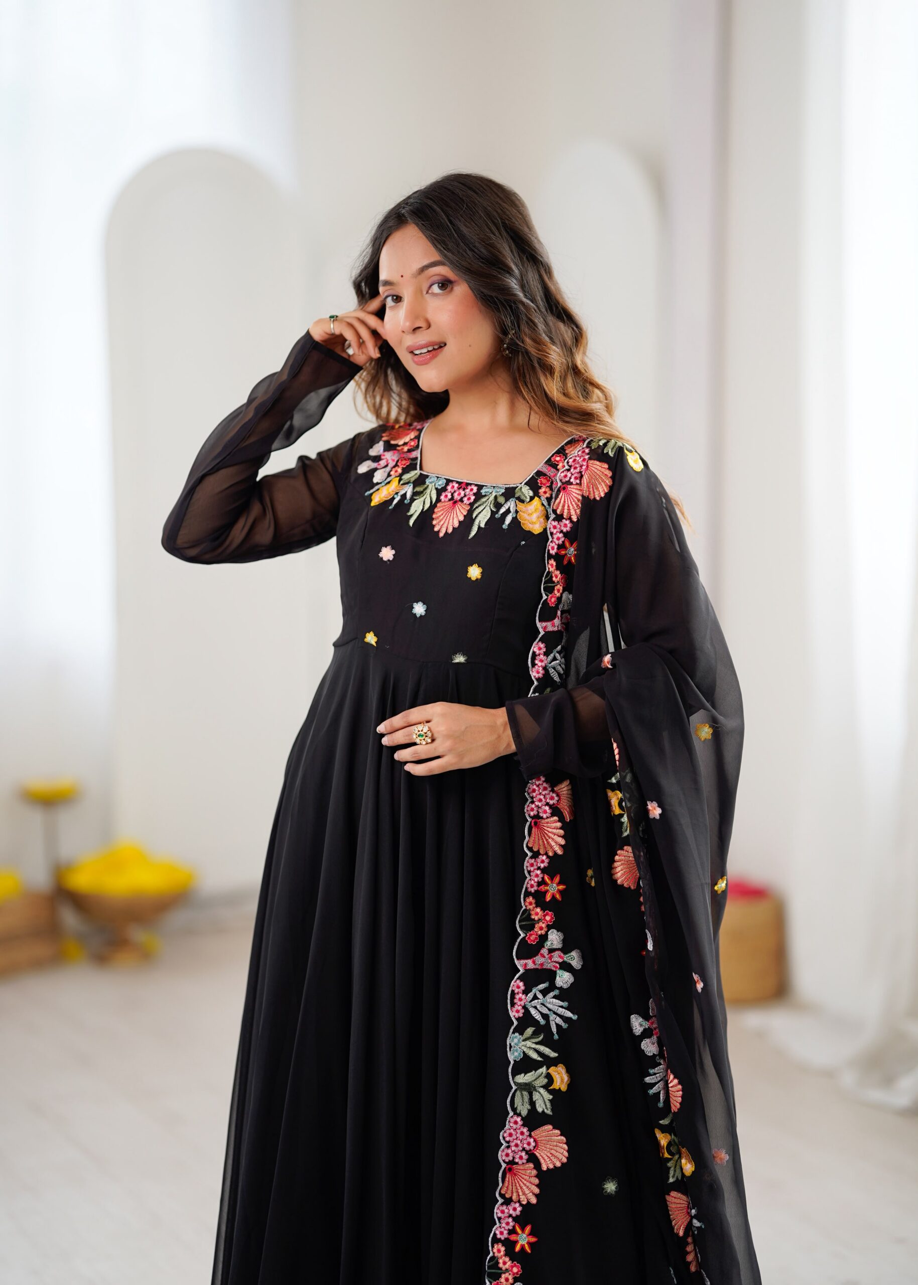 NSR 901 Black Faux Georgette Salwar Suit with Lace Work & Embroidery Work. Introductory Price ₹2099. Delivery 4-6 Working Days. Shop now. | Casual Suits, Jump Suits, Creative suits, Designer Suits, Palazzo Suits, Party Wear Suits, Patiala Suits, Salwar suit, Straight Suits