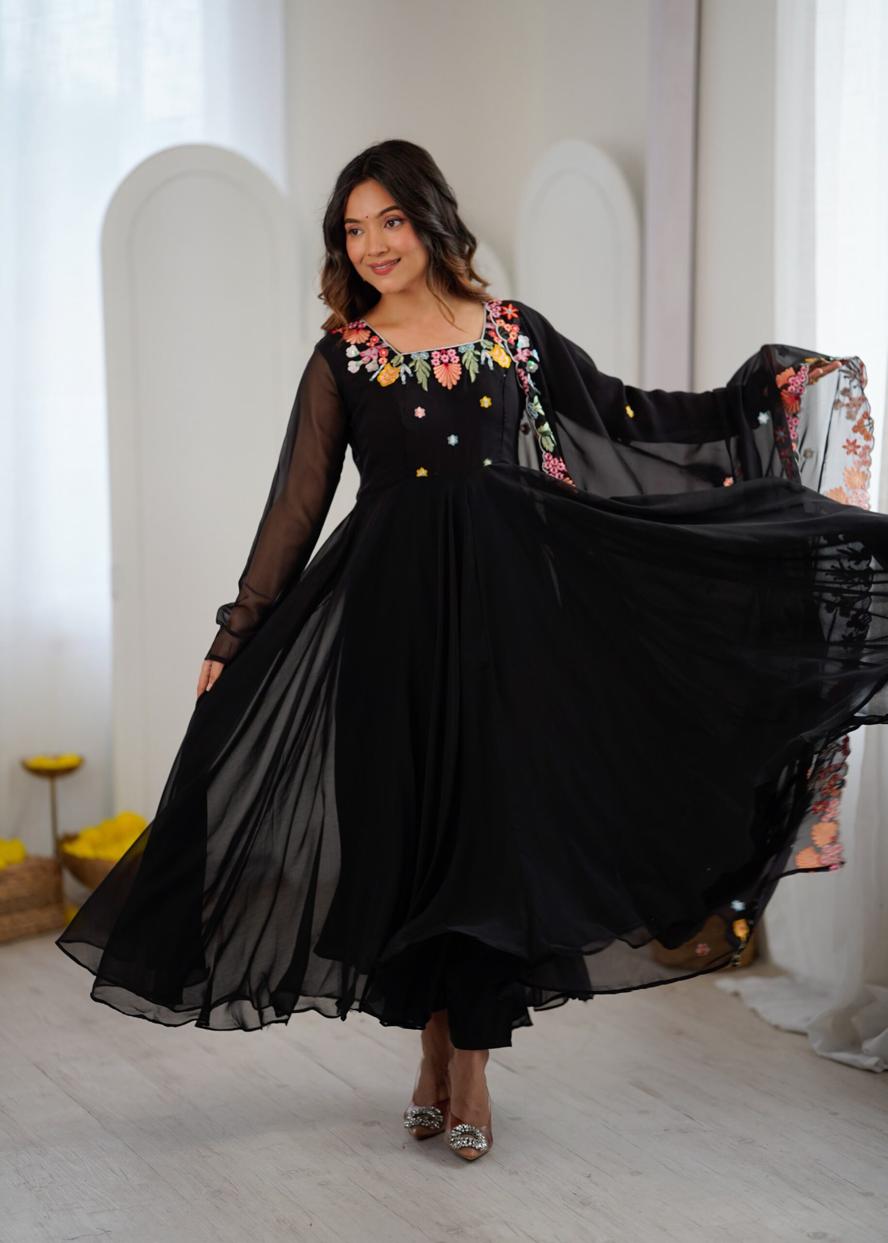 NSR 901 Black Faux Georgette Salwar Suit with Lace Work & Embroidery Work. Introductory Price ₹2099. Delivery 4-6 Working Days. Shop now. | Casual Suits, Jump Suits, Creative suits, Designer Suits, Palazzo Suits, Party Wear Suits, Patiala Suits, Salwar suit, Straight Suits