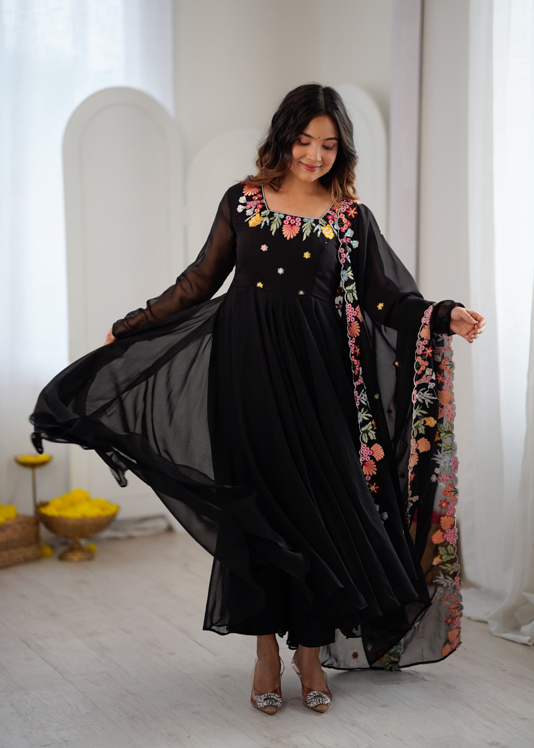 NSR 901 Black Faux Georgette Salwar Suit with Lace Work & Embroidery Work. Introductory Price ₹2099. Delivery 4-6 Working Days. Shop now. | Casual Suits, Jump Suits, Creative suits, Designer Suits, Palazzo Suits, Party Wear Suits, Patiala Suits, Salwar suit, Straight Suits