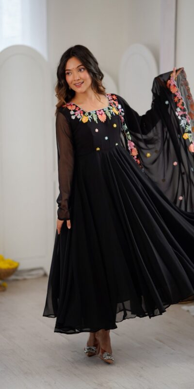 NSR 901 Black Faux Georgette Salwar Suit with Lace Work & Embroidery Work. Introductory Price ₹2099. Delivery 4-6 Working Days. Shop now. | Casual Suits, Jump Suits, Creative suits, Designer Suits, Palazzo Suits, Party Wear Suits, Patiala Suits, Salwar suit, Straight Suits