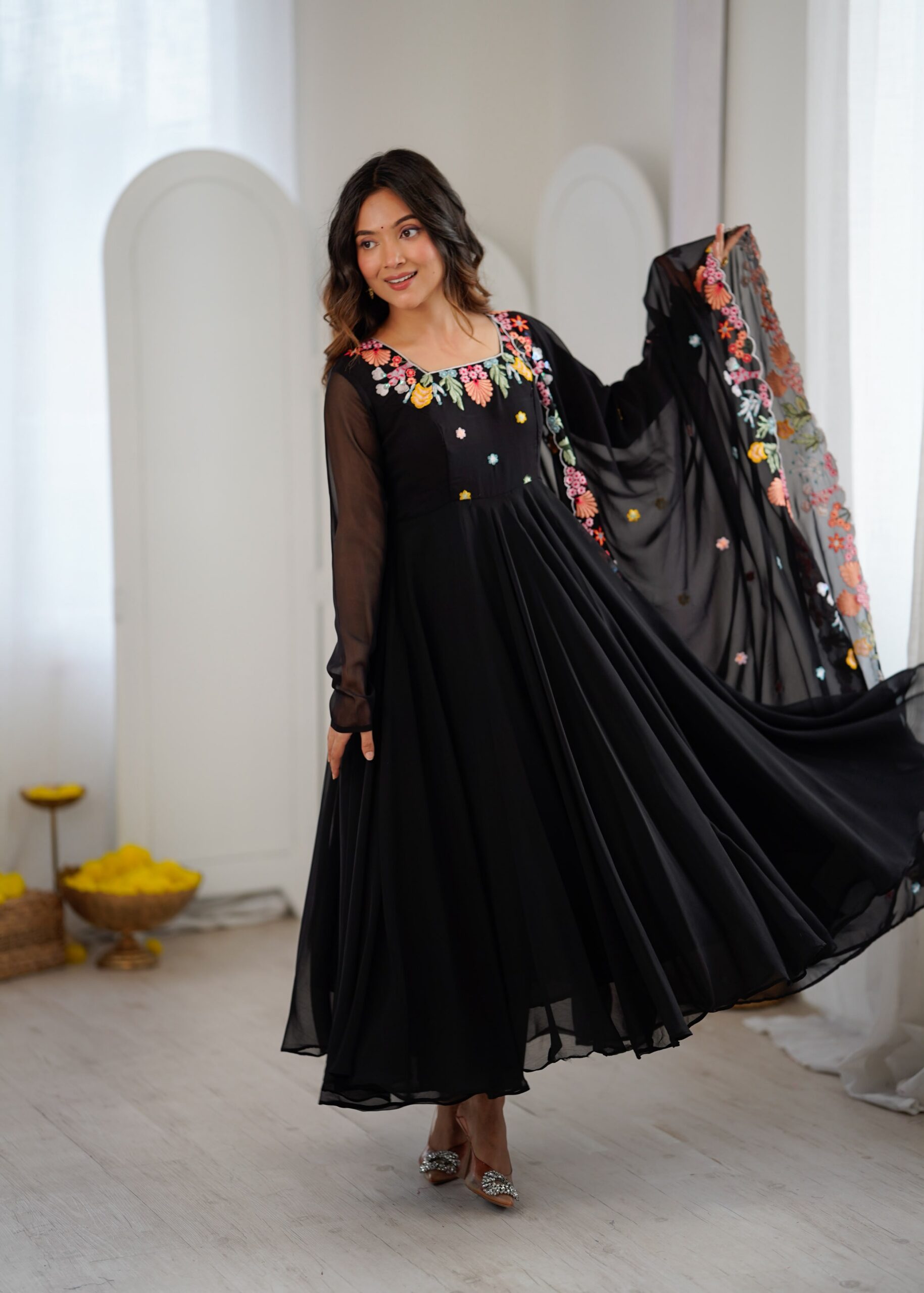 NSR 901 Black Faux Georgette Salwar Suit with Lace Work & Embroidery Work. Introductory Price ₹2099. Delivery 4-6 Working Days. Shop now. | Casual Suits, Jump Suits, Creative suits, Designer Suits, Palazzo Suits, Party Wear Suits, Patiala Suits, Salwar suit, Straight Suits
