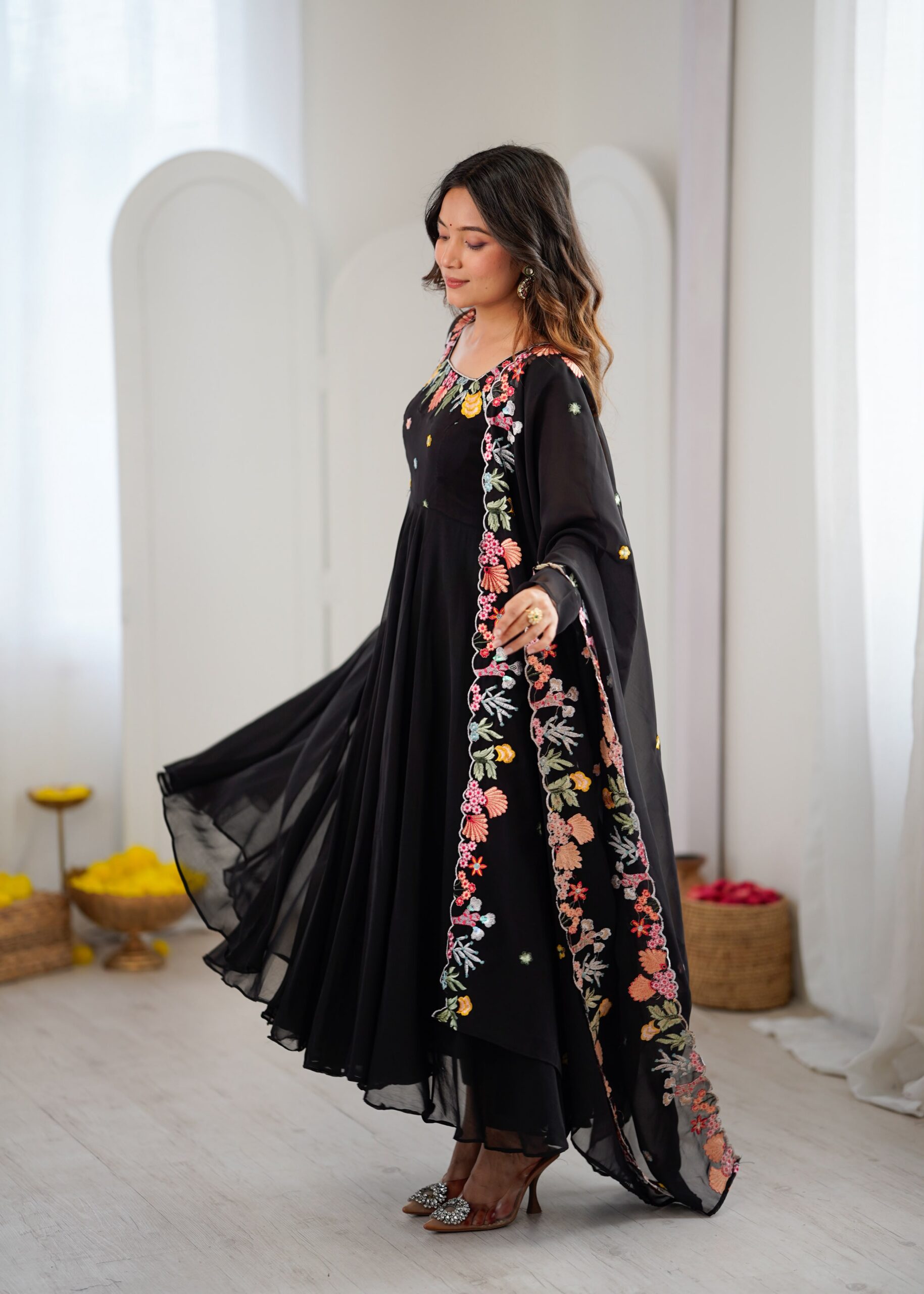 NSR 901 Black Faux Georgette Salwar Suit with Lace Work & Embroidery Work. Introductory Price ₹2099. Delivery 4-6 Working Days. Shop now. | Casual Suits, Jump Suits, Creative suits, Designer Suits, Palazzo Suits, Party Wear Suits, Patiala Suits, Salwar suit, Straight Suits