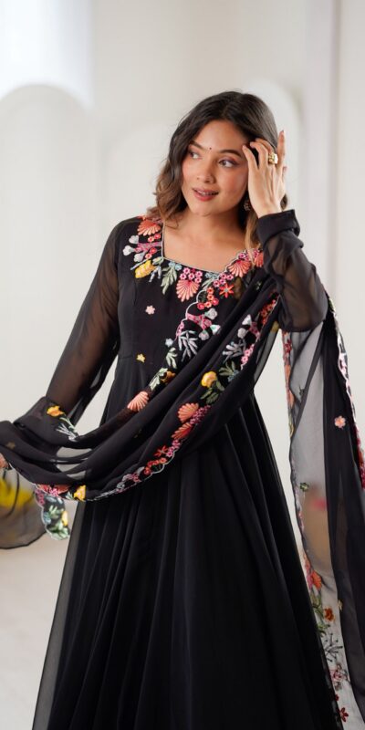 NSR 901 Black Faux Georgette Salwar Suit with Lace Work & Embroidery Work. Introductory Price ₹2099. Delivery 4-6 Working Days. Shop now. | Casual Suits, Jump Suits, Creative suits, Designer Suits, Palazzo Suits, Party Wear Suits, Patiala Suits, Salwar suit, Straight Suits