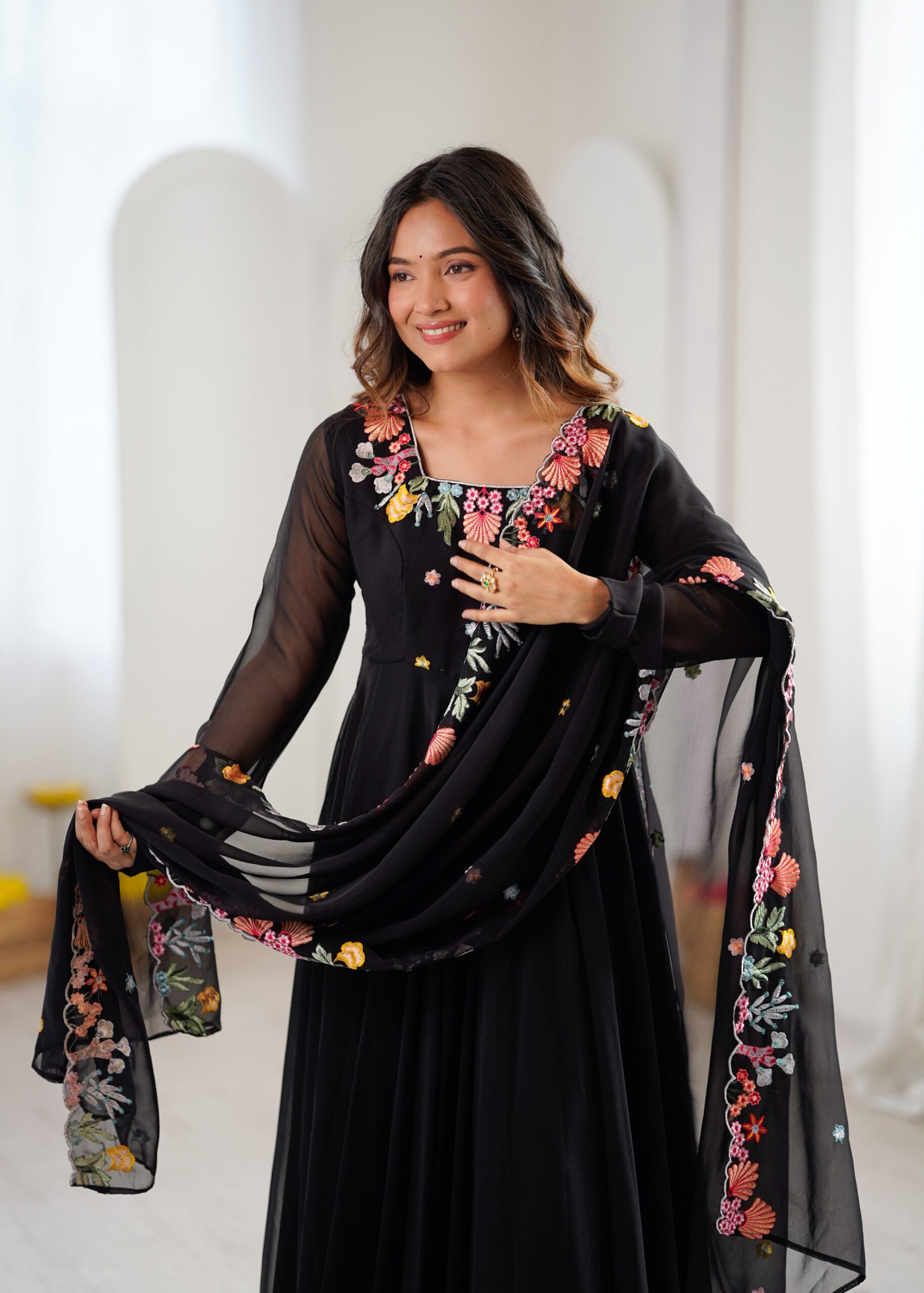NSR 901 Black Faux Georgette Salwar Suit with Lace Work & Embroidery Work. Introductory Price ₹2099. Delivery 4-6 Working Days. Shop now. | Casual Suits, Jump Suits, Creative suits, Designer Suits, Palazzo Suits, Party Wear Suits, Patiala Suits, Salwar suit, Straight Suits
