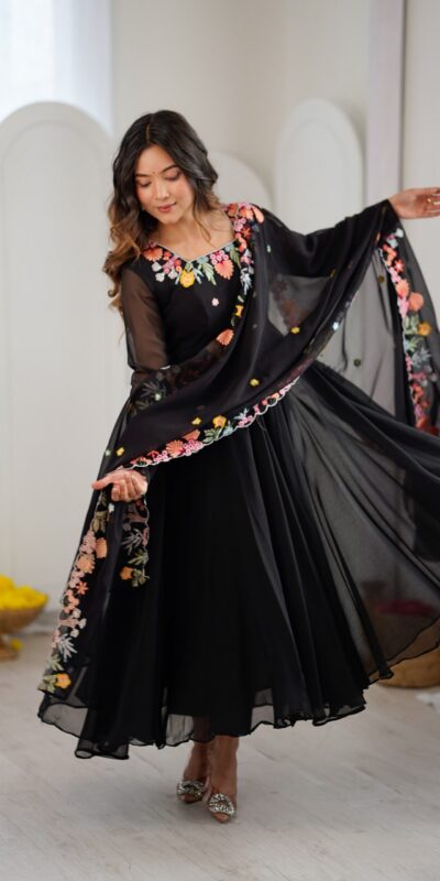 NSR 901 Black Faux Georgette Salwar Suit with Lace Work & Embroidery Work. Introductory Price ₹2099. Delivery 4-6 Working Days. Shop now. | Casual Suits, Jump Suits, Creative suits, Designer Suits, Palazzo Suits, Party Wear Suits, Patiala Suits, Salwar suit, Straight Suits