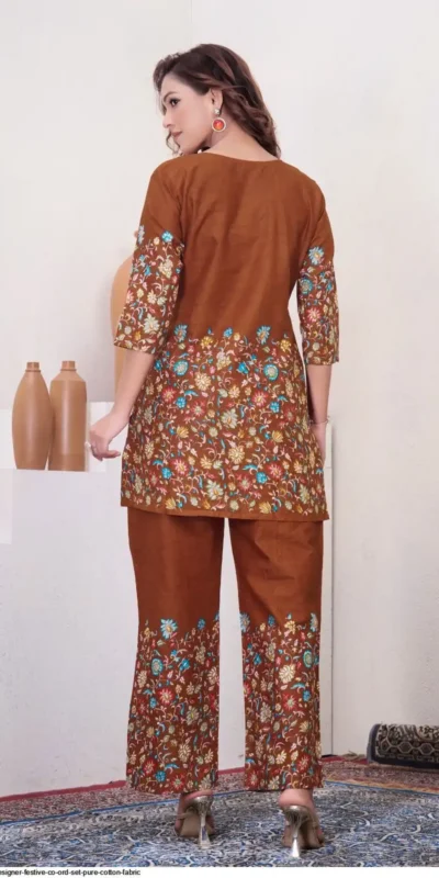 DIVA 137 Brown Pure Cotton Kantha work Elegant Kurti with Designer Work. Price 1749 - Delivery 4-6 Working Days. Shop now. | Bollywood Kurti, Creative Kurtis, Designer Kurti, Kurti, Party Wear Kurti, Selfie Kurti