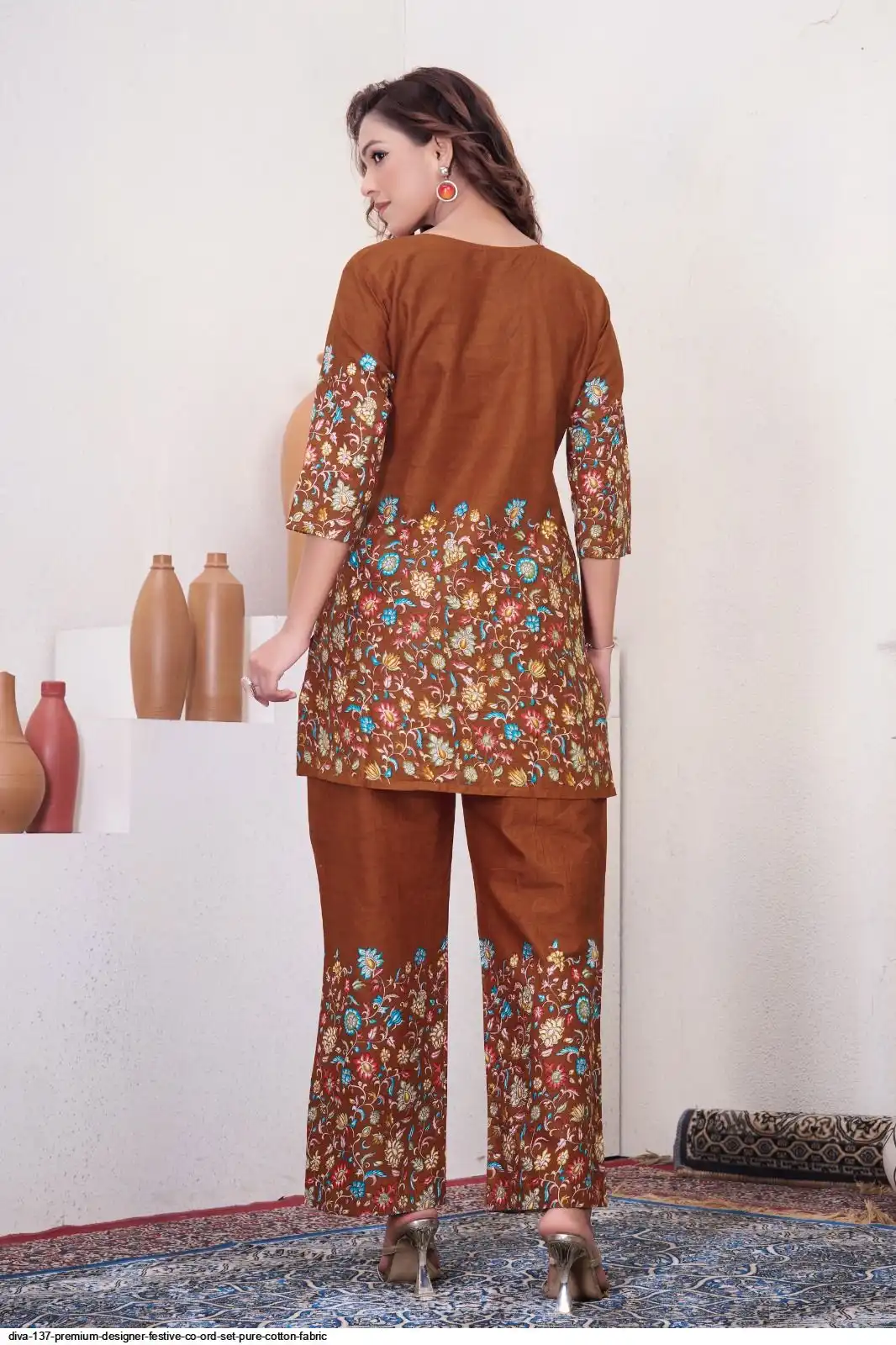 DIVA 137 Brown Pure Cotton Kantha work Elegant Kurti with Designer Work. Price 1749 - Delivery 4-6 Working Days. Shop now. | Bollywood Kurti, Creative Kurtis, Designer Kurti, Kurti, Party Wear Kurti, Selfie Kurti