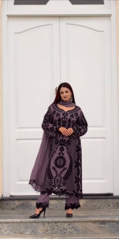 SRK 5364 Lavender Faux Georgette Salwar Suit erfect for Wedding, Party, Mehendi, Pongal, Reception – . Available at ₹2449 only. Delivery 4-6 Working Days | Casual Suits, Jump Suits, Creative suits, Designer Suits, Palazzo Suits, Party Wear Suits, Patiala Suits, Salwar suit, Straight Suits