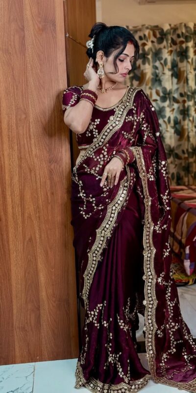 NC 5524 Maroon Color Space Silk Saree with Embroidery Work & Zari Work. Best Price ₹2149. Delivery 4-6 Working Days. Shop now. | Creative Sarees, Bollywood Sarees, Designer Sarees, Embroidered Sarees, Ethnic Saree, Modern Digital sarees, Party Wear Sarees, Sarees