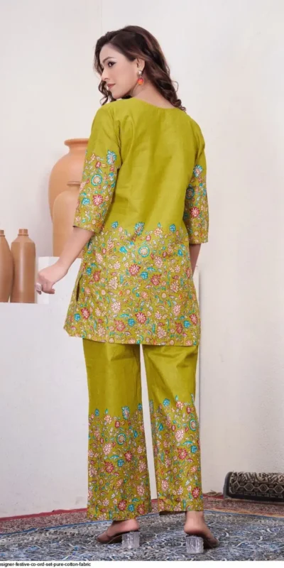 DIVA 137 Mehendi Pure Cotton Kantha work Elegant Kurti with Designer Work. Price 1749 - Delivery 4-6 Working Days. Shop now. | Bollywood Kurti, Creative Kurtis, Designer Kurti, Kurti, Party Wear Kurti, Selfie Kurti