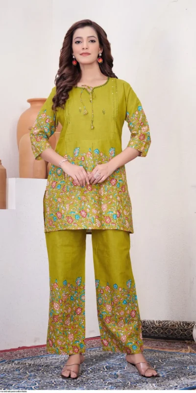 DIVA 137 Mehendi Pure Cotton Kantha work Elegant Kurti with Designer Work. Price 1749 - Delivery 4-6 Working Days. Shop now. | Bollywood Kurti, Creative Kurtis, Designer Kurti, Kurti, Party Wear Kurti, Selfie Kurti