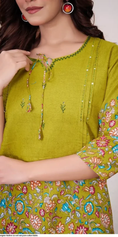 DIVA 137 Mehendi Pure Cotton Kantha work Elegant Kurti with Designer Work. Price 1749 - Delivery 4-6 Working Days. Shop now. | Bollywood Kurti, Creative Kurtis, Designer Kurti, Kurti, Party Wear Kurti, Selfie Kurti