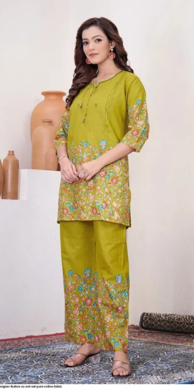 DIVA 137 Mehendi Pure Cotton Kantha work Elegant Kurti with Designer Work. Price 1749 - Delivery 4-6 Working Days. Shop now. | Bollywood Kurti, Creative Kurtis, Designer Kurti, Kurti, Party Wear Kurti, Selfie Kurti