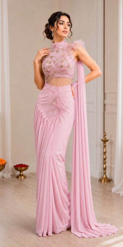 BB 82 Pink | Crep Silk Saree with Sequins Work & Embroidery Work. Special Price ₹1899. Delivery 4-6 Working Days. Shop now. | Creative Sarees, Bollywood Sarees, Designer Sarees, Embroidered Sarees, Ethnic Saree, Modern Digital sarees, Party Wear Sarees, Sarees