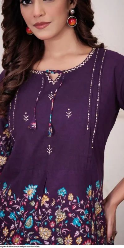 DIVA 137 Purple Pure Cotton Kantha work Elegant Kurti with Designer Work. Price 1749 - Delivery 4-6 Working Days. Shop now. | Bollywood Kurti, Creative Kurtis, Designer Kurti, Kurti, Party Wear Kurti, Selfie Kurti
