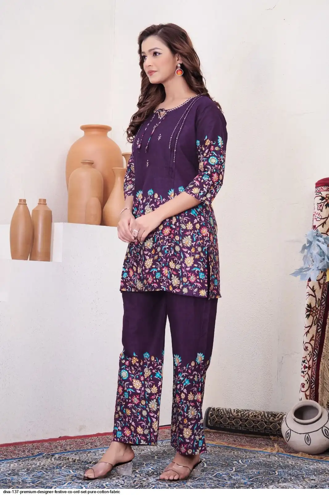 DIVA 137 Purple Pure Cotton Kantha work Elegant Kurti with Designer Work. Price 1749 - Delivery 4-6 Working Days. Shop now. | Bollywood Kurti, Creative Kurtis, Designer Kurti, Kurti, Party Wear Kurti, Selfie Kurti
