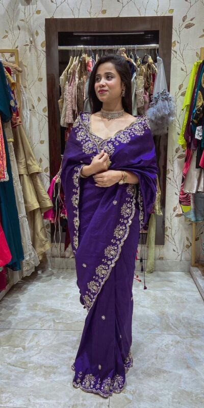 BT 398 Purple Purple Vichitra Silk Saree. Perfect for Wedding, Party, Holi, Anniversary, Engagement – Affordable Price ₹1799. Delivery 4-6 Working Days. | Creative Sarees, Bollywood Sarees, Designer Sarees, Embroidered Sarees, Ethnic Saree, Modern Digital sarees, Party Wear Sarees, Sarees