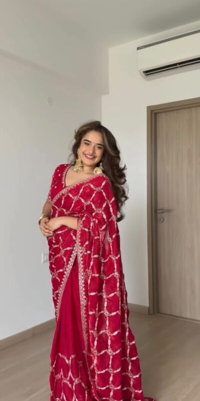 KD 634 Red Color Fendy Silk Saree With Sequins Work. Wedding, Party, Festive, Events Get it for ₹2399. Delivery 4-6 Working Days. Online Best Shop now. | Creative Sarees, Bollywood Sarees, Designer Sarees, Embroidered Sarees, Ethnic Saree, Modern Digital sarees, Party Wear Sarees, Sarees