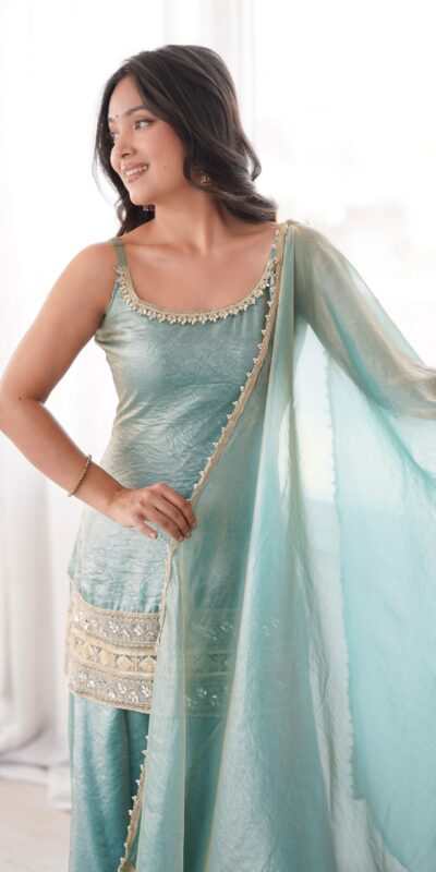 ZSR 3177 Sea Green in Doremon Crush Embroidery Work & Mirror Work Salwar Suit . Best Price ₹2099. Delivery 4-6 Working Days. Shop now. | Casual Suits, Jump Suits, Creative suits, Designer Suits, Palazzo Suits, Party Wear Suits, Patiala Suits, Salwar suit, Straight Suits