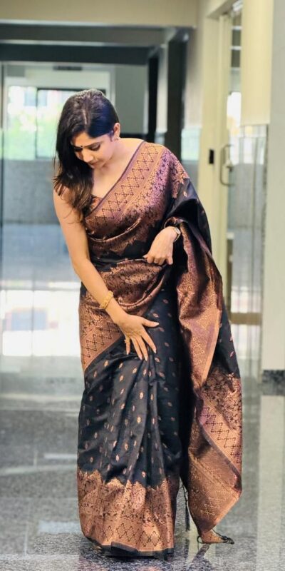 KP 6048 Black Color Yellow Soft Lichi Silk Saree with Jacquard Work. Best Price ₹1299. Delivery 4-6 Working Days. Shop now. | Creative Sarees, Bollywood Sarees, Designer Sarees, Embroidered Sarees, Ethnic Saree, Modern Digital sarees, Party Wear Sarees, Sarees