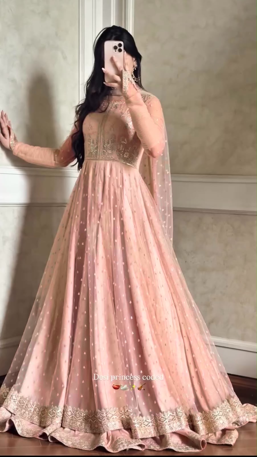 RTC 5991 Peach | Peach Faux Georgette Gown with Sequins Work. Festive Deal ₹2599. Delivery 4-6 Working Days. Online Shop now. | Bollywood Gowns, Creative Gowns, Designer Gowns, Embroidered Gowns, Gowns, Party Wear Gowns