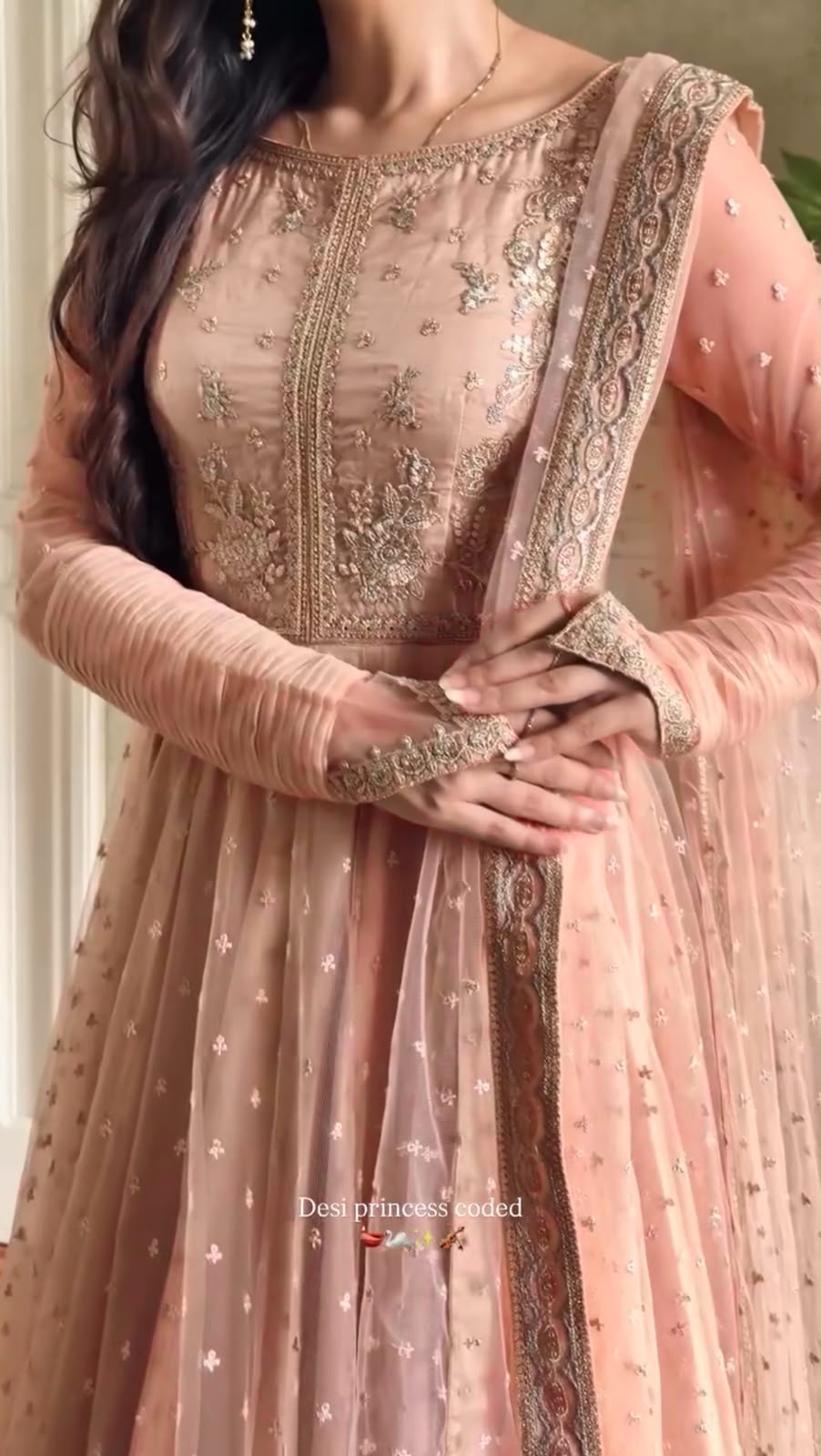 RTC 5991 Peach | Peach Faux Georgette Gown with Sequins Work. Festive Deal ₹2599. Delivery 4-6 Working Days. Online Shop now. | Bollywood Gowns, Creative Gowns, Designer Gowns, Embroidered Gowns, Gowns, Party Wear Gowns